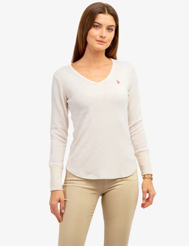 SOFT LONG SLEEVE V-NECK HACCI TOP made by U.S. Polo Assn.
