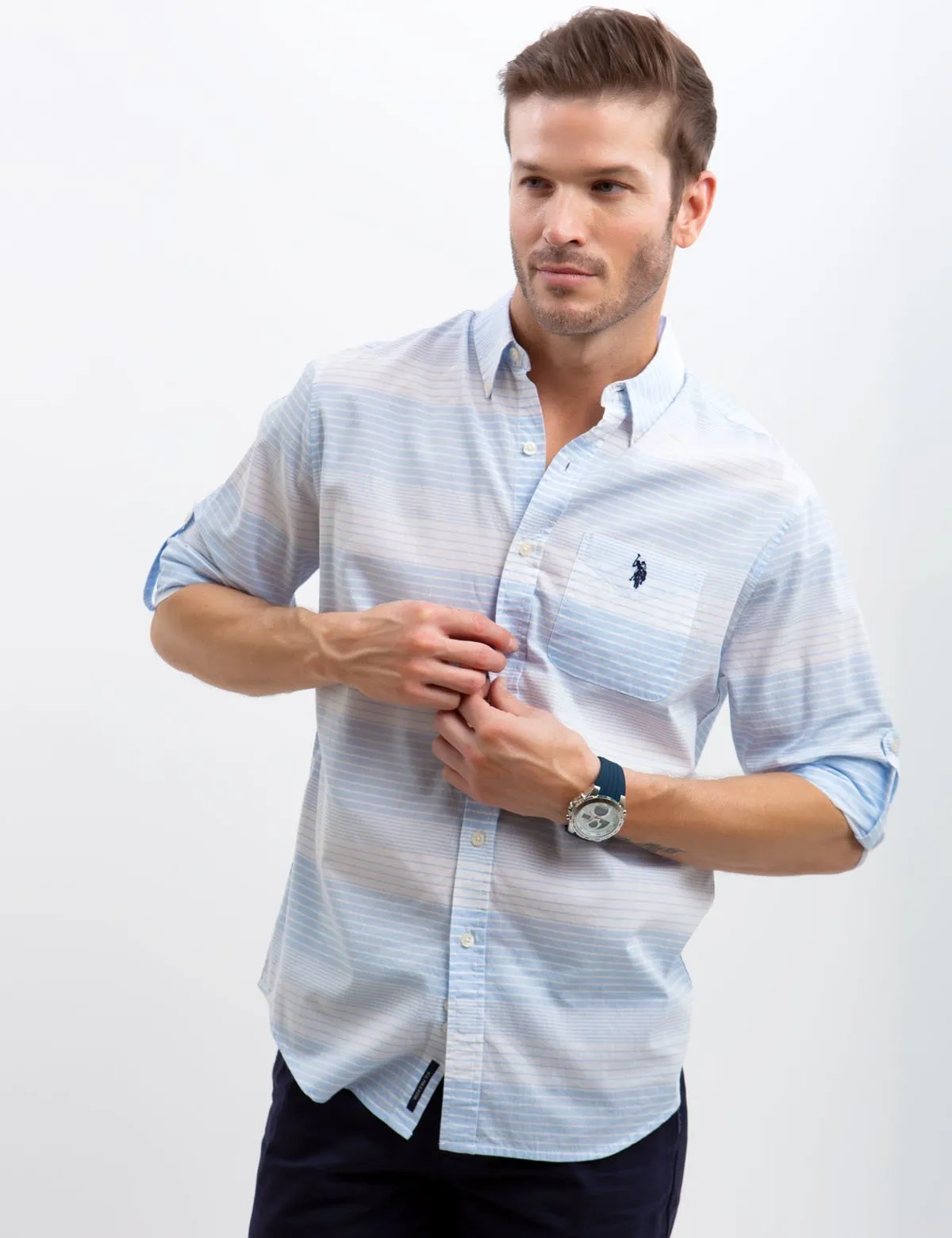 HORIZONTAL STRIPED POPLIN SHIRT sold by U.S. Polo Assn. product image thumbnail 2