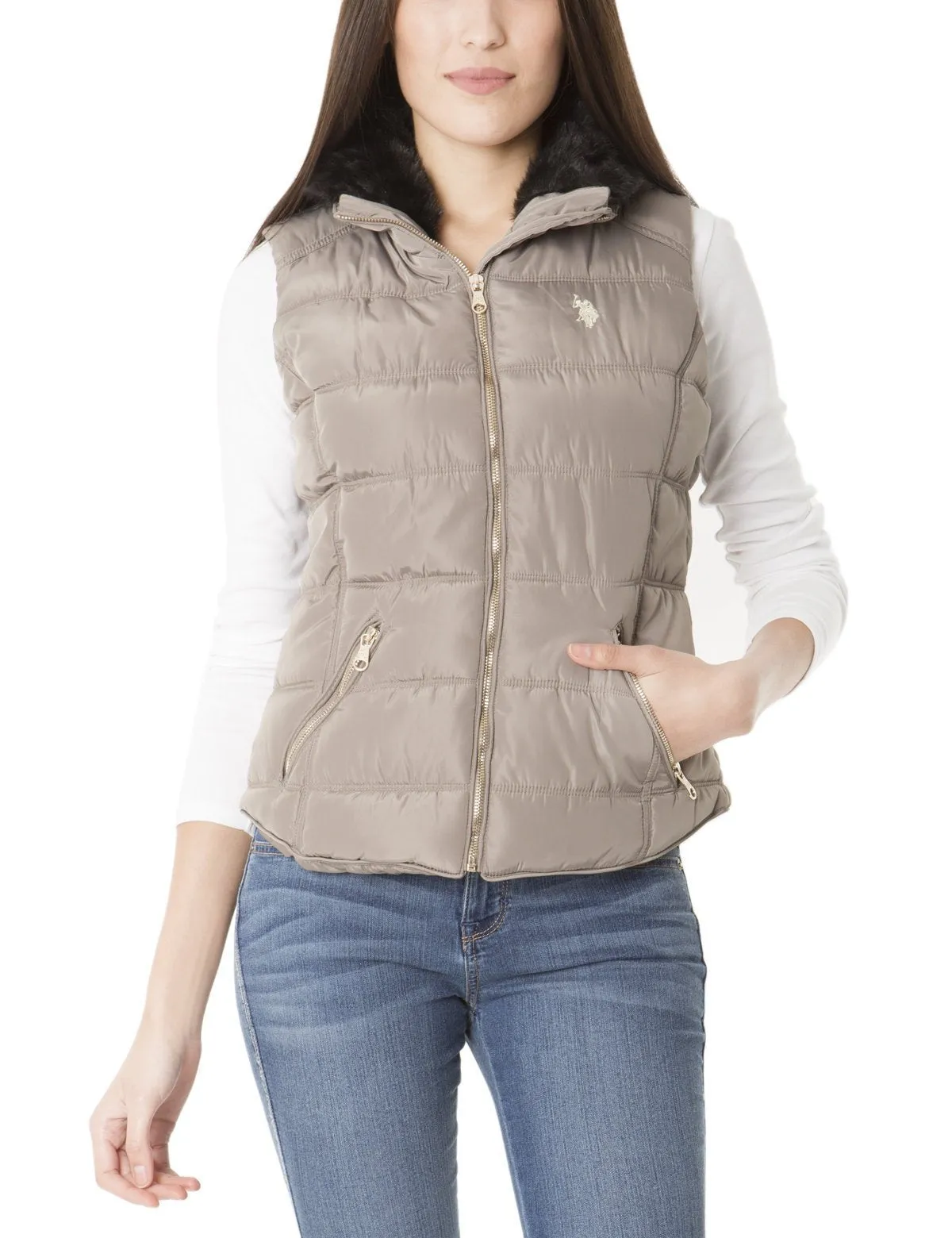 FAUX FUR COLLAR SHIRTTAIL VEST sold by U.S. Polo Assn. product image thumbnail 4