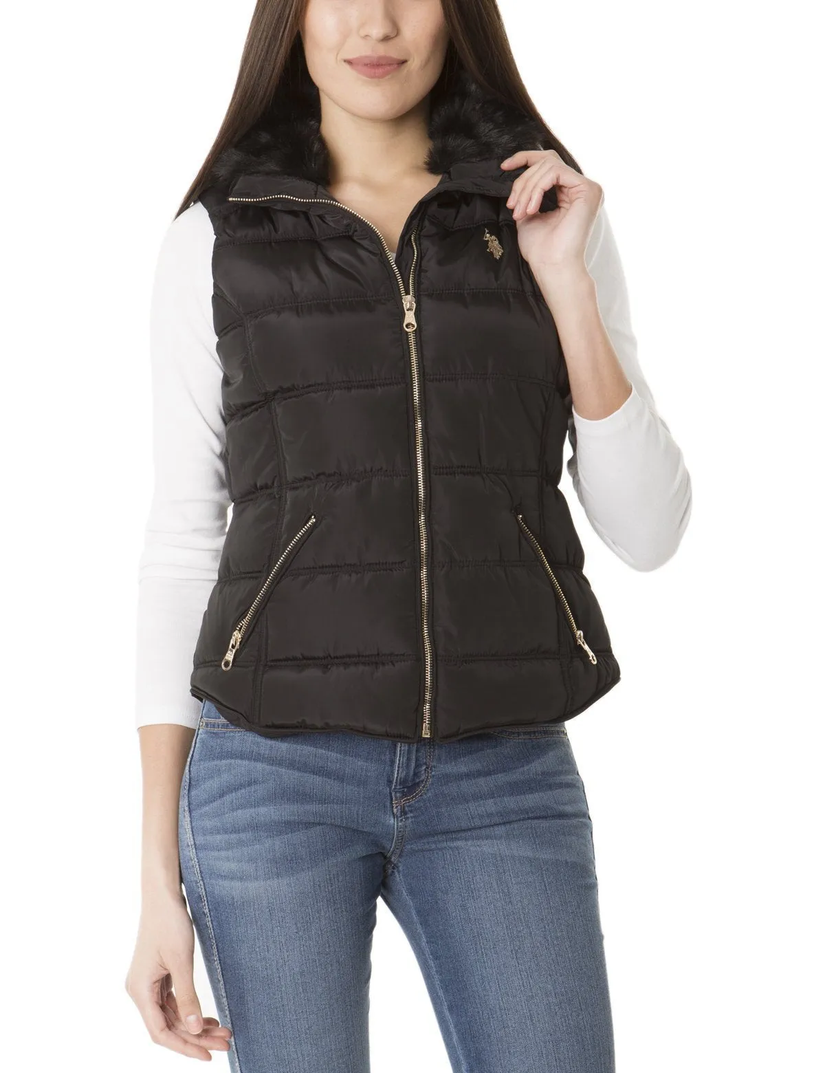 FAUX FUR COLLAR SHIRTTAIL VEST sold by U.S. Polo Assn.