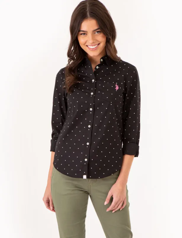DOT PRINT LONG SLEEVE POPLIN SHIRT made by U.S. Polo Assn.