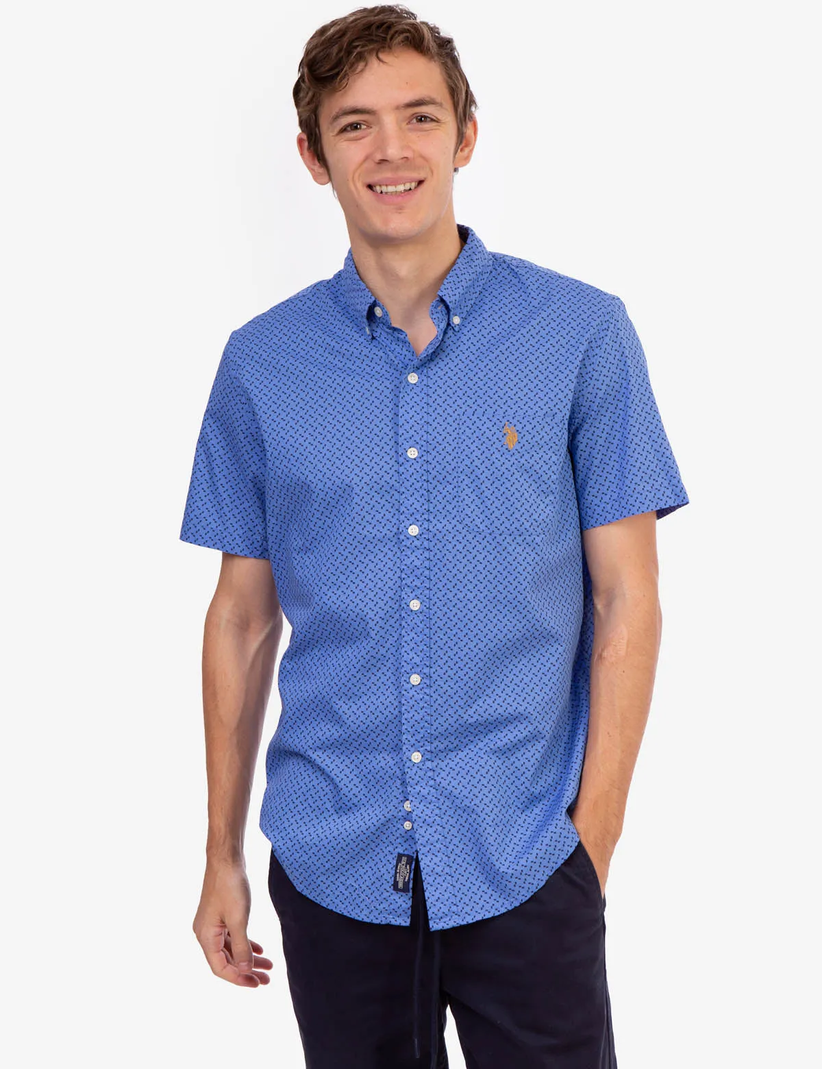 PRINTED SLUB POPLIN SHORT SLEEVE SHIRT sold by U.S. Polo Assn.
