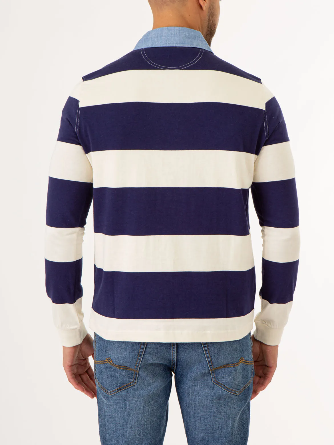 【BAON】25SS★ [BAONHAUS] AANS Stripe Rugby Collar S/S T BQ079_PP4086