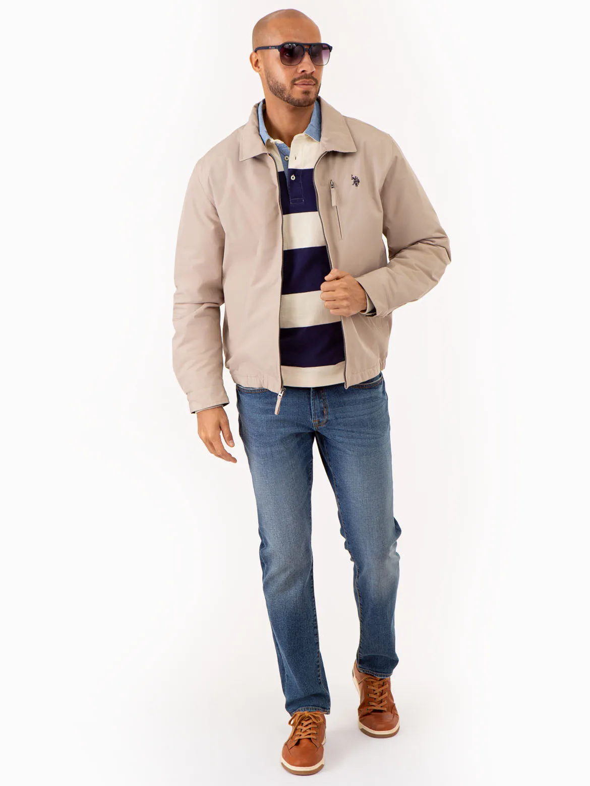 STRIPED WOVEN COLLAR LONG SLEEVE POLO SHIRT sold by U.S. Polo Assn. product image thumbnail 3