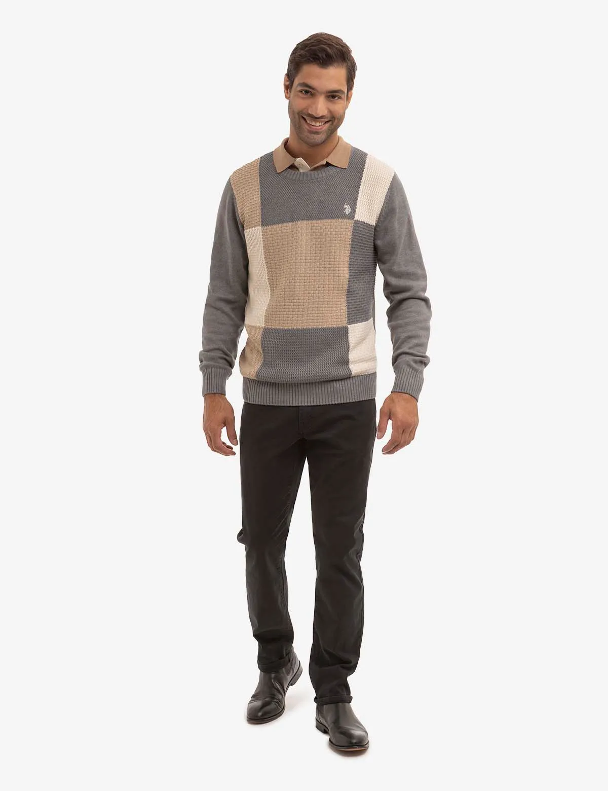 PATCHWORK CREW NECK SWEATER sold by U.S. Polo Assn. product image thumbnail 2
