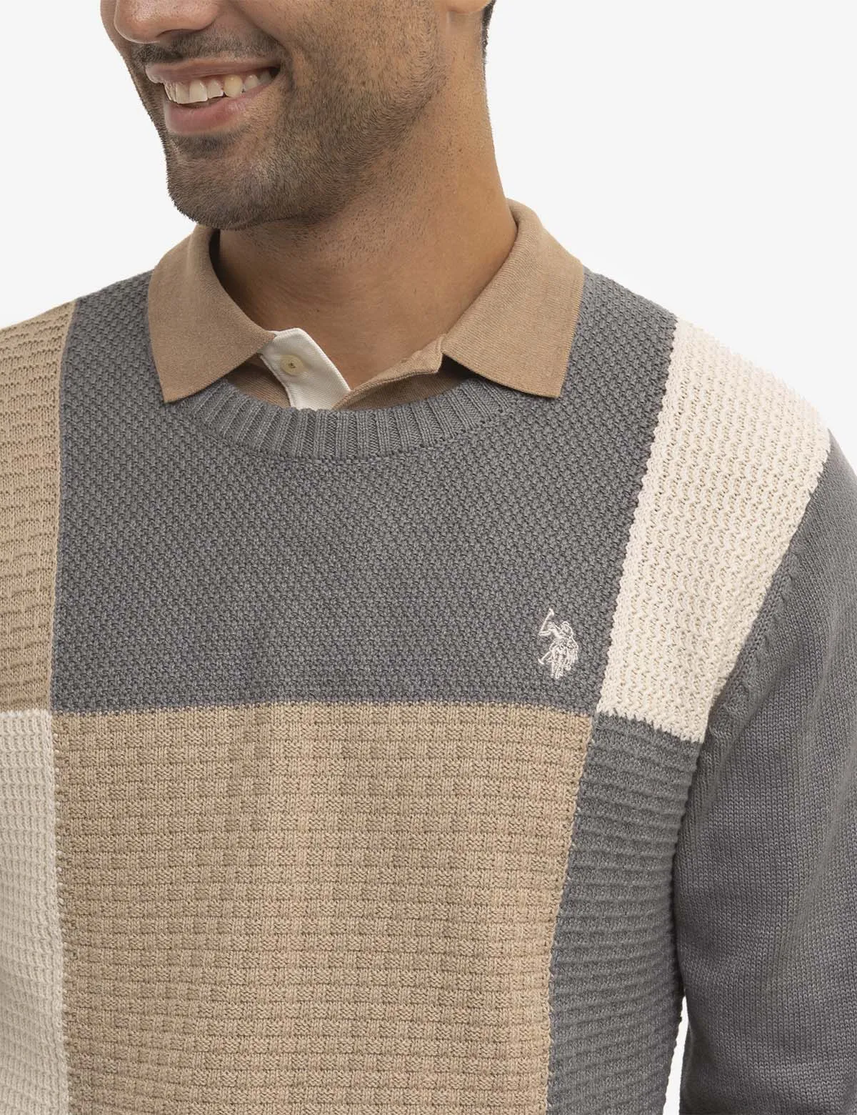 PATCHWORK CREW NECK SWEATER sold by U.S. Polo Assn. product image thumbnail 3
