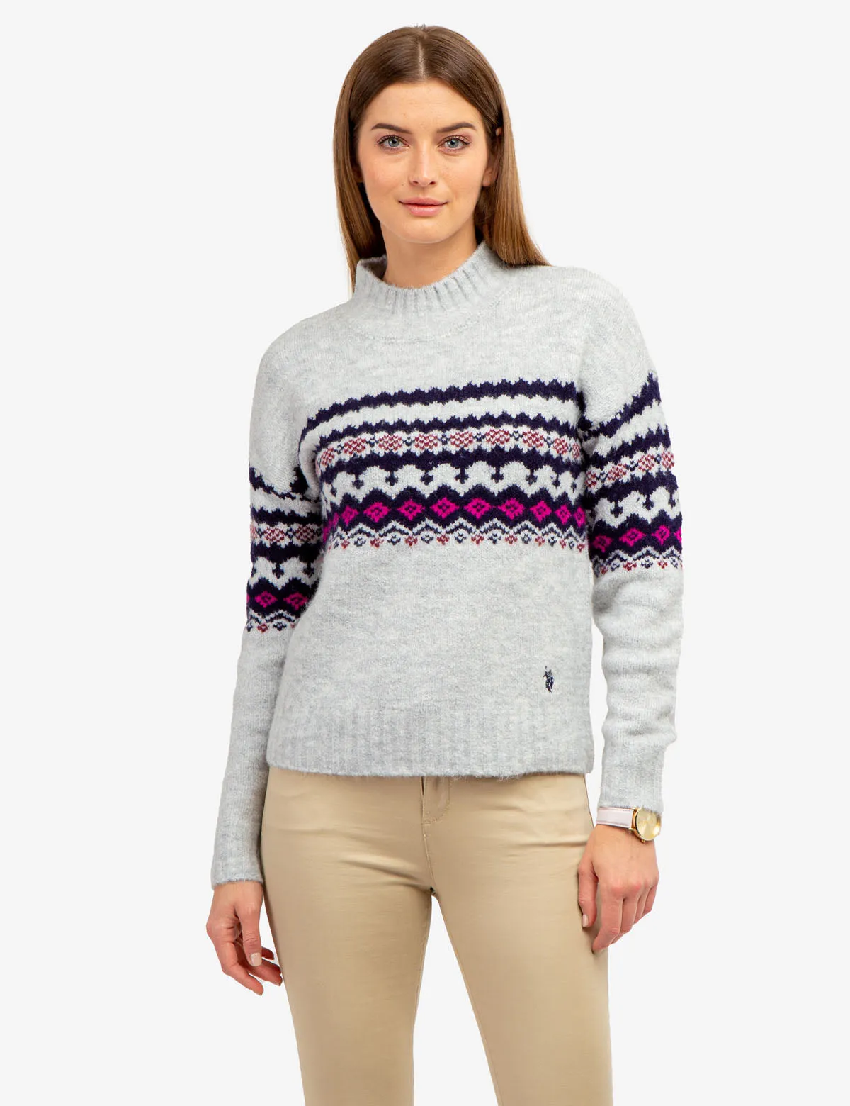 MOCK NECK JAQUARD SWEATER sold by U.S. Polo Assn.