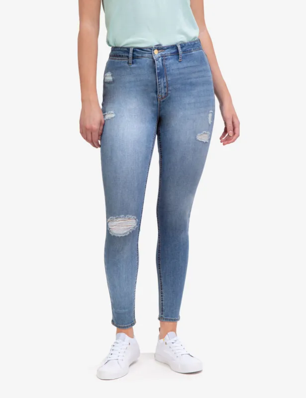 REPREVE® HIGH RISE DESTRUCTED JEANS sold by U.S. Polo Assn.