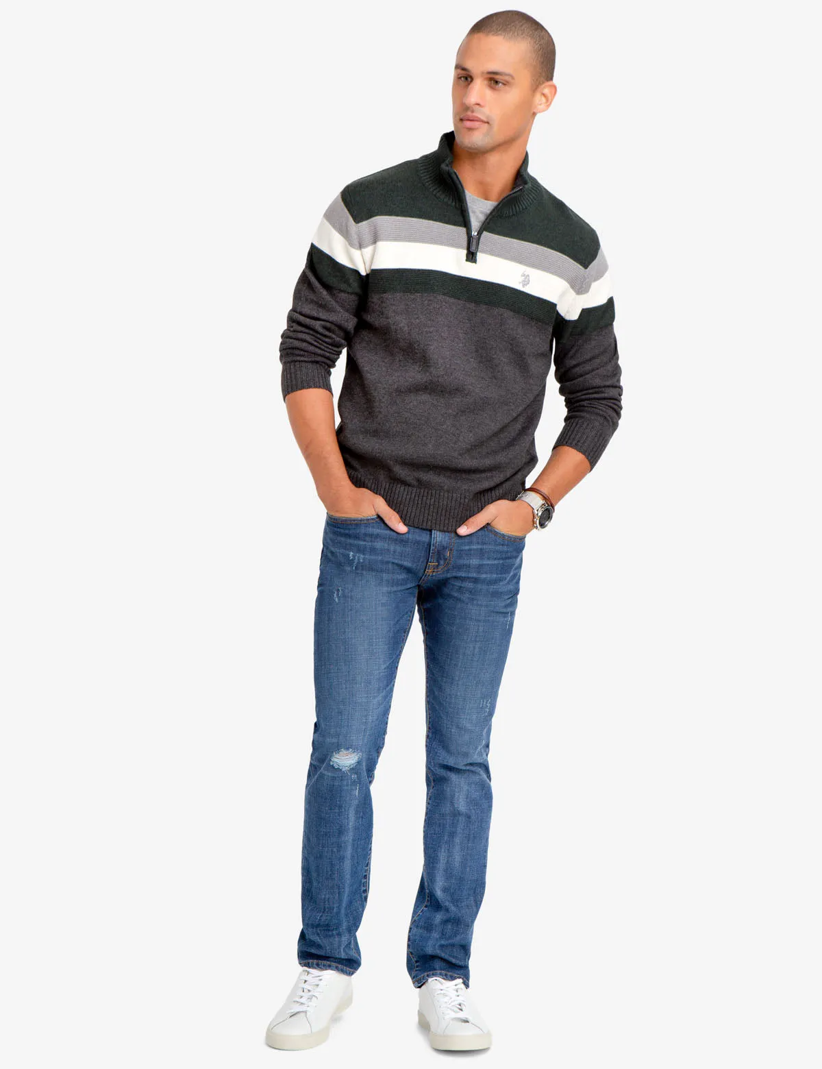 1/4 ZIP STRIPED SWEATER sold by U.S. Polo Assn. product image thumbnail 2