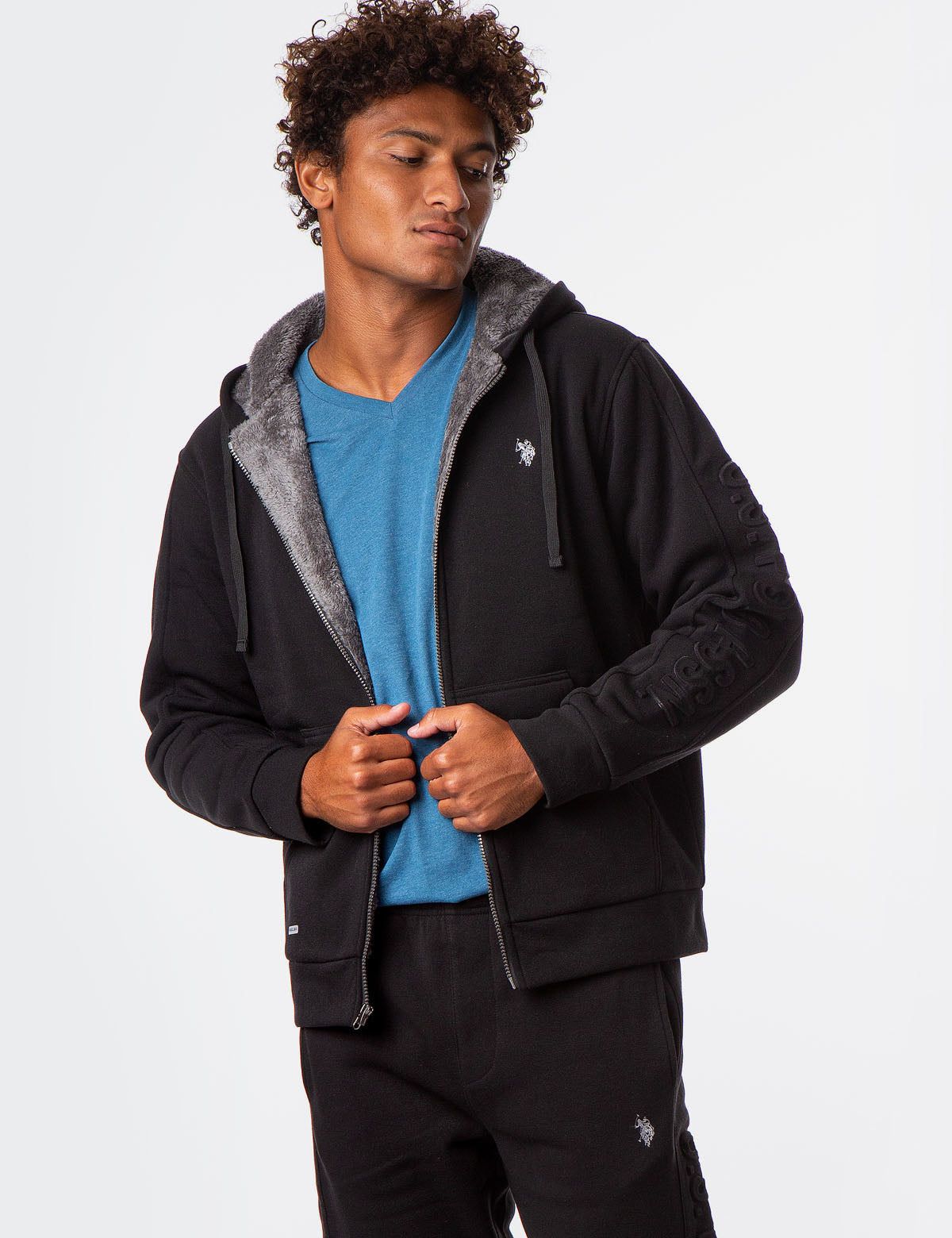 EMBOSSED LOGO SHERPA HOODIE sold by U.S. Polo Assn.