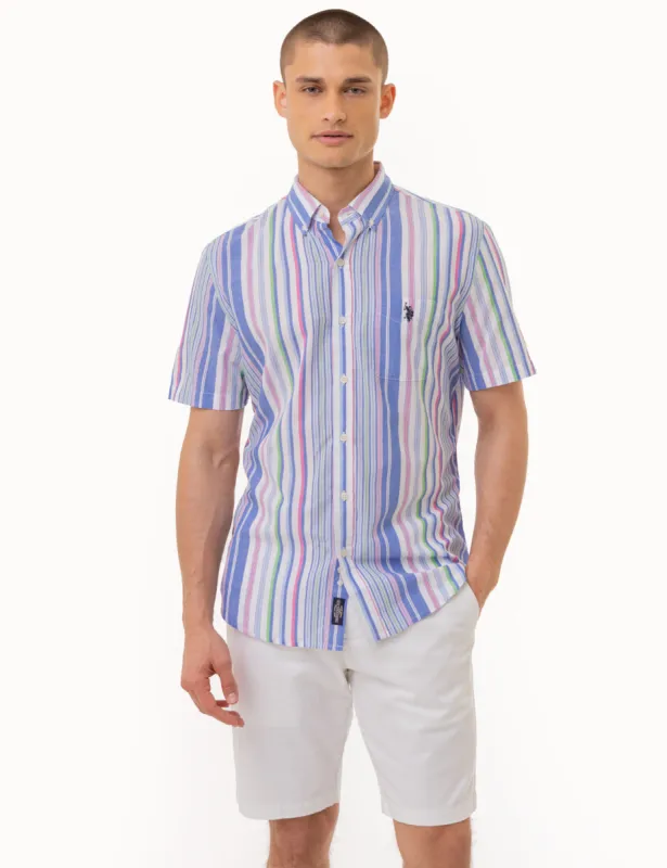 MULTI STRIPE MADRAS WOVEN SHORT SLEEVE SHIRT sold by U.S. Polo Assn.