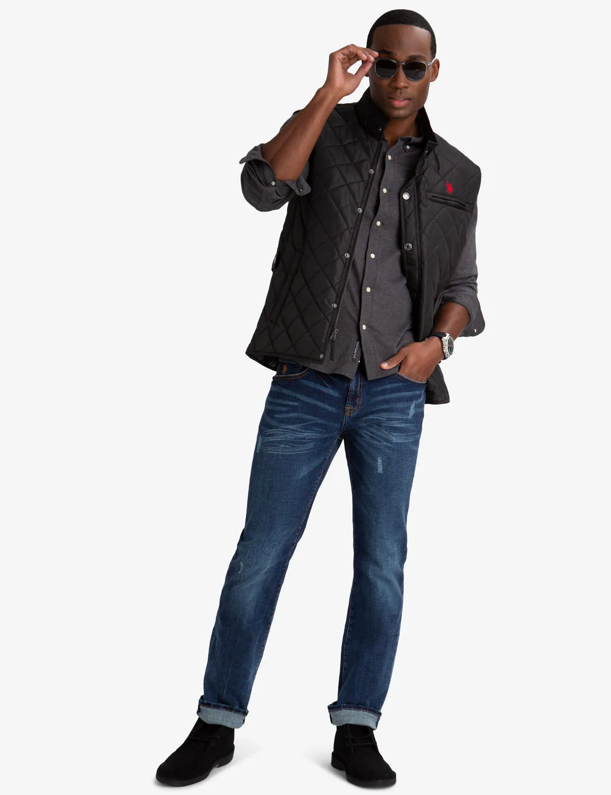 QUILTED VEST WITH CORDUROY COLLAR sold by U.S. Polo Assn. product image thumbnail 2