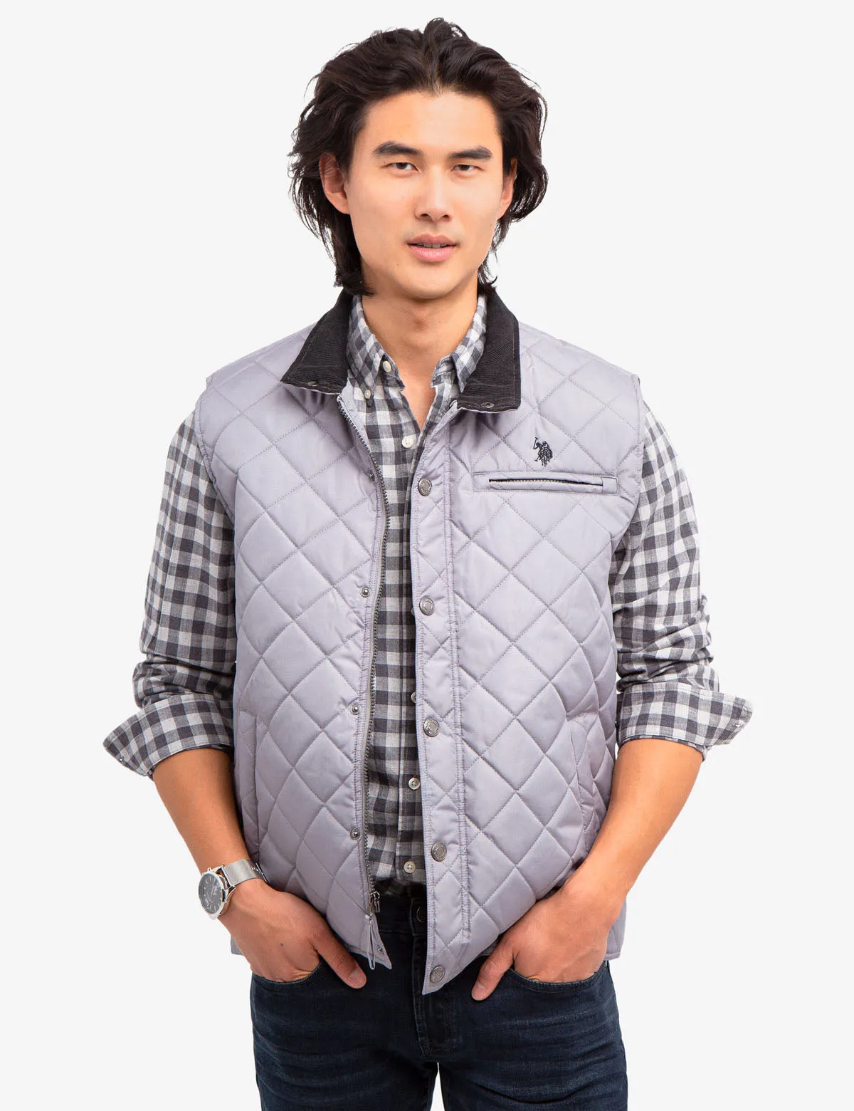 QUILTED VEST WITH CORDUROY COLLAR sold by U.S. Polo Assn. product image thumbnail 4