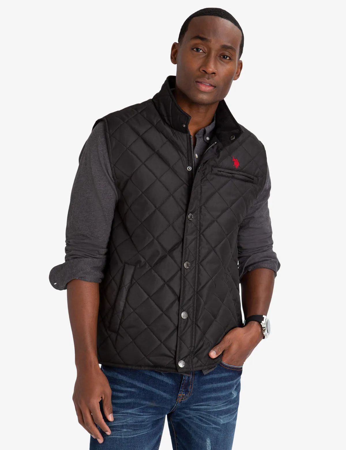 QUILTED VEST WITH CORDUROY COLLAR sold by U.S. Polo Assn.