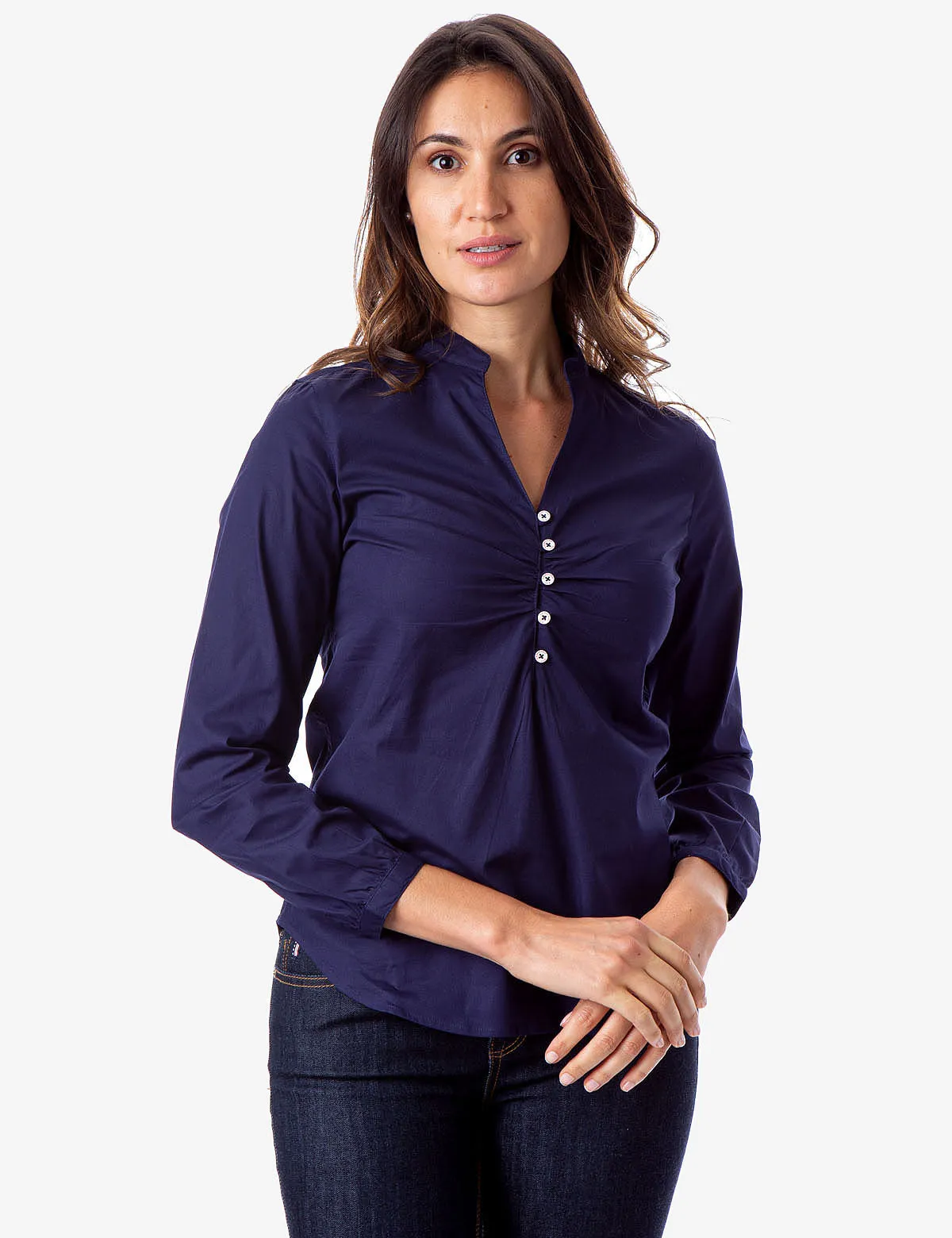 RUCHED BUTTON FRONT SHIRT sold by U.S. Polo Assn.