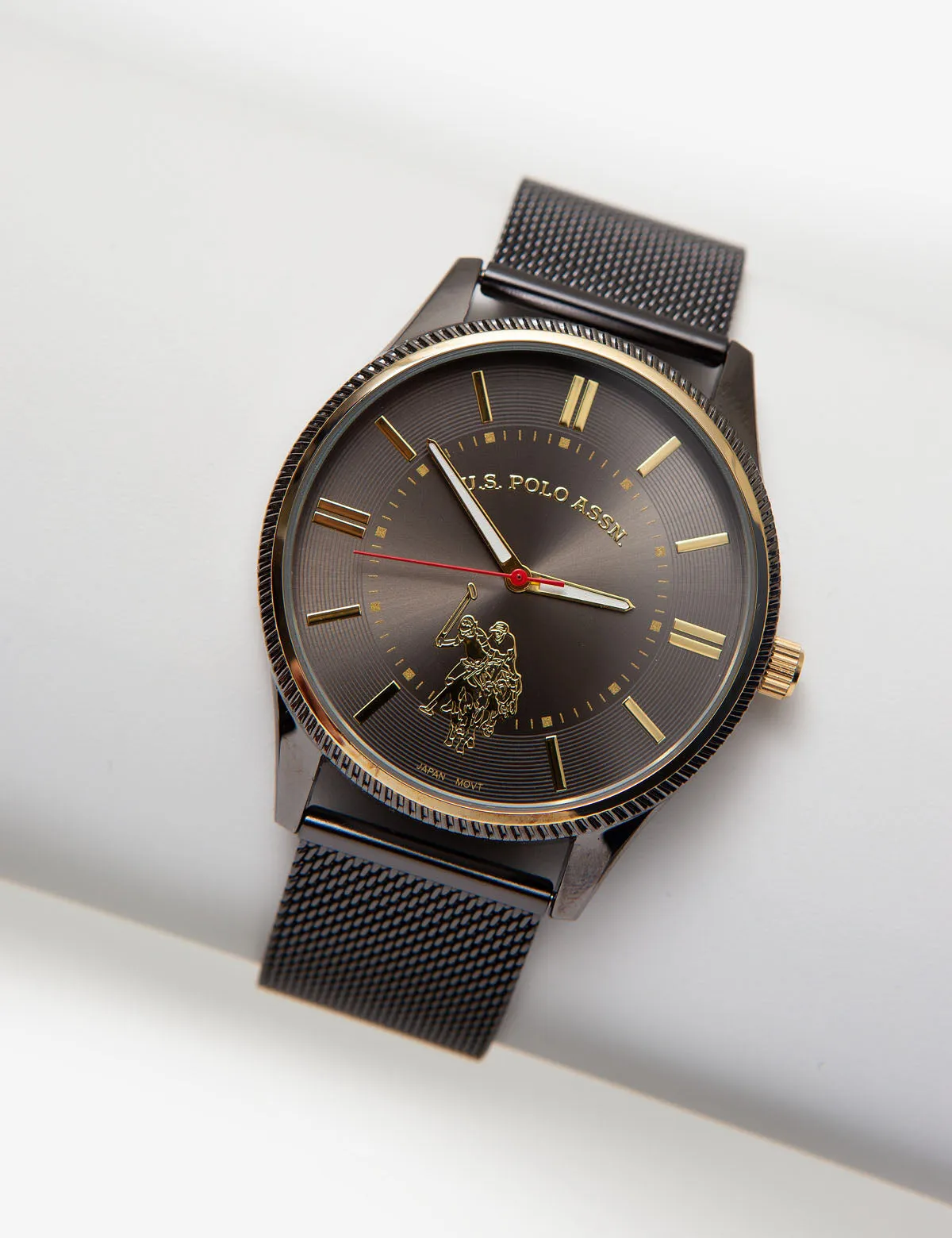 Gunmetal Mesh Watch with Goldtone Accents sold by U.S. Polo Assn.