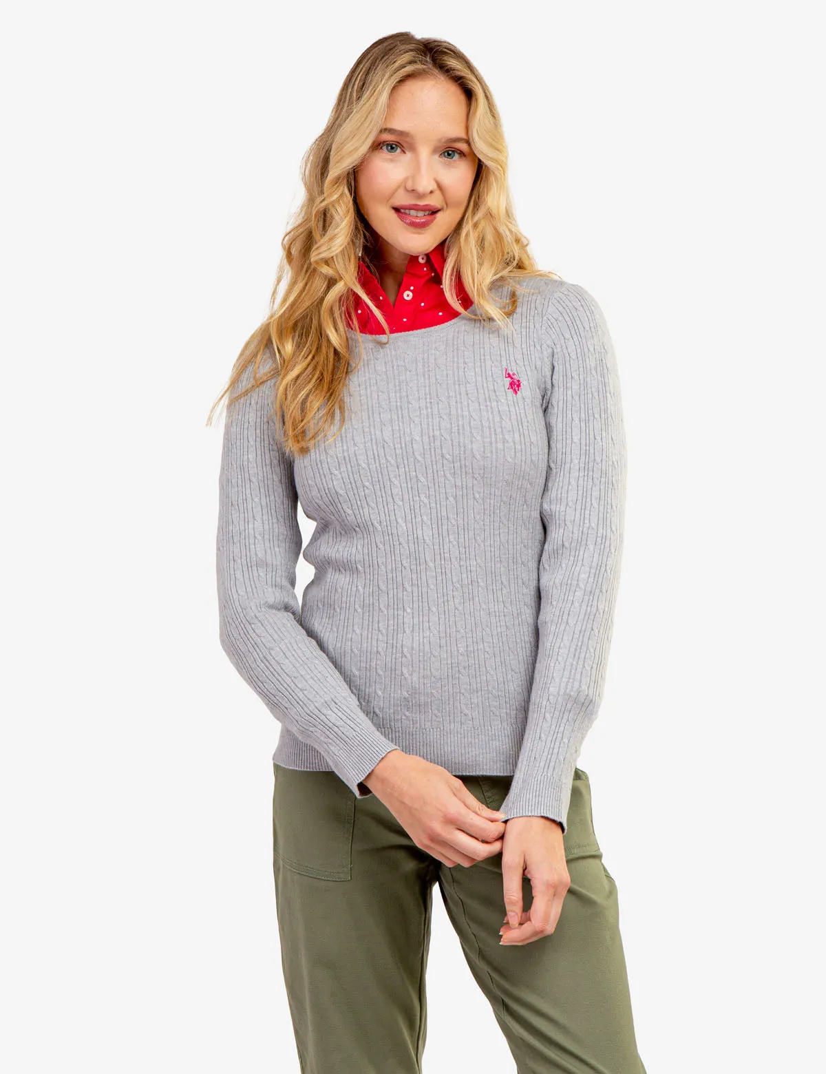 TIPPED SOFT CABLE CREW NECK SWEATER sold by U.S. Polo Assn.