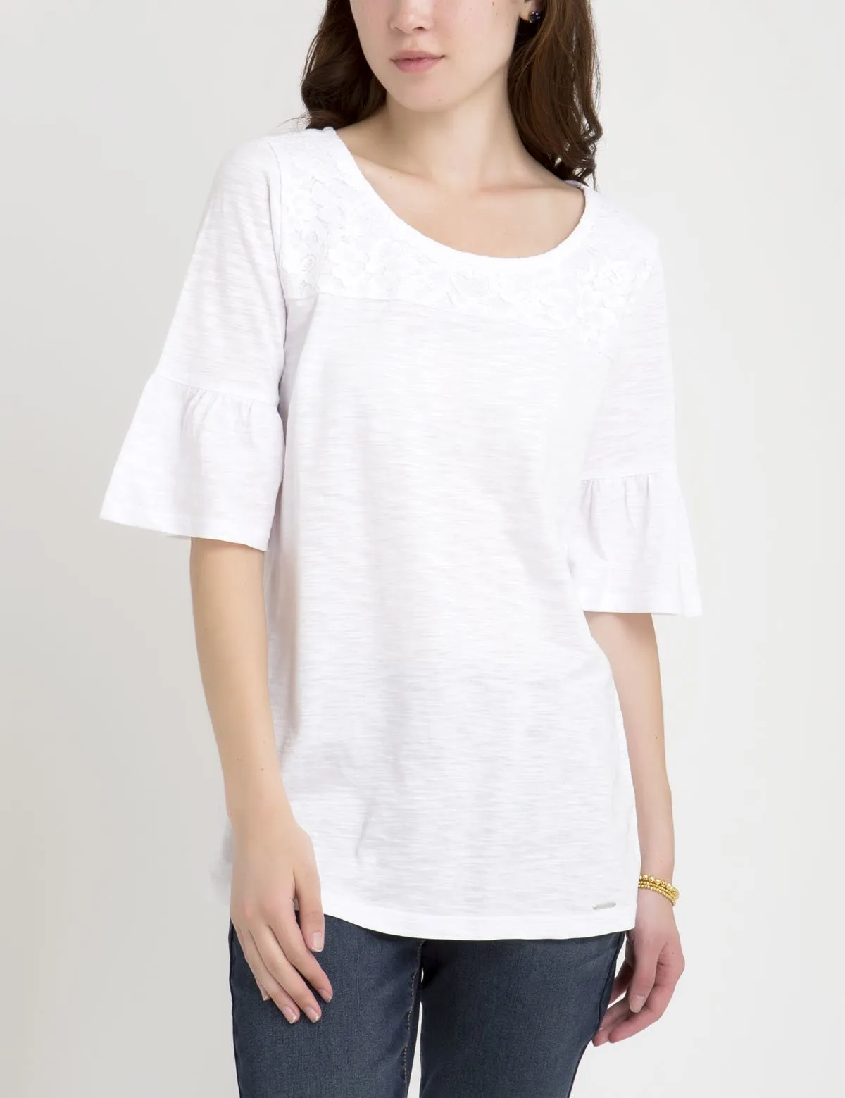 LACE YOKE FLUTTER SLEEVE TOP sold by U.S. Polo Assn. product image thumbnail 4