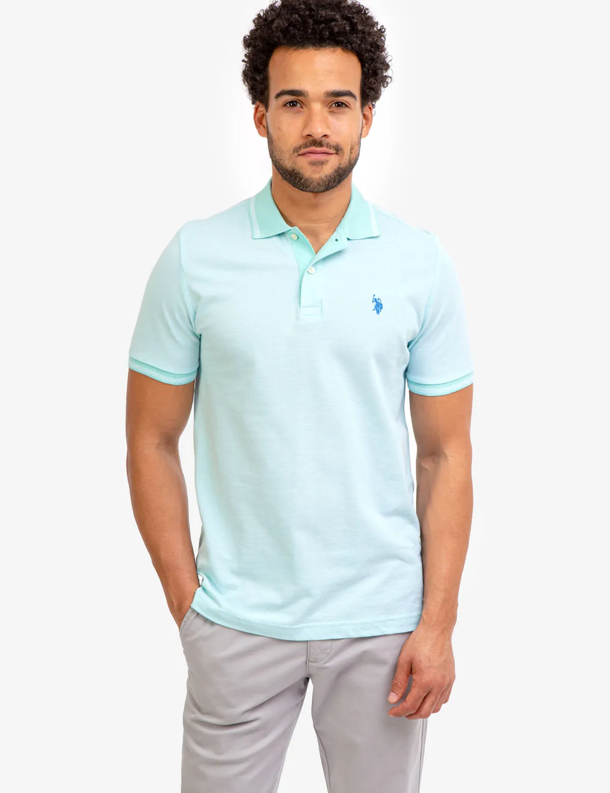 BIRDSEYE CONTRAST COLLAR POLO SHIRT sold by U.S. Polo Assn.