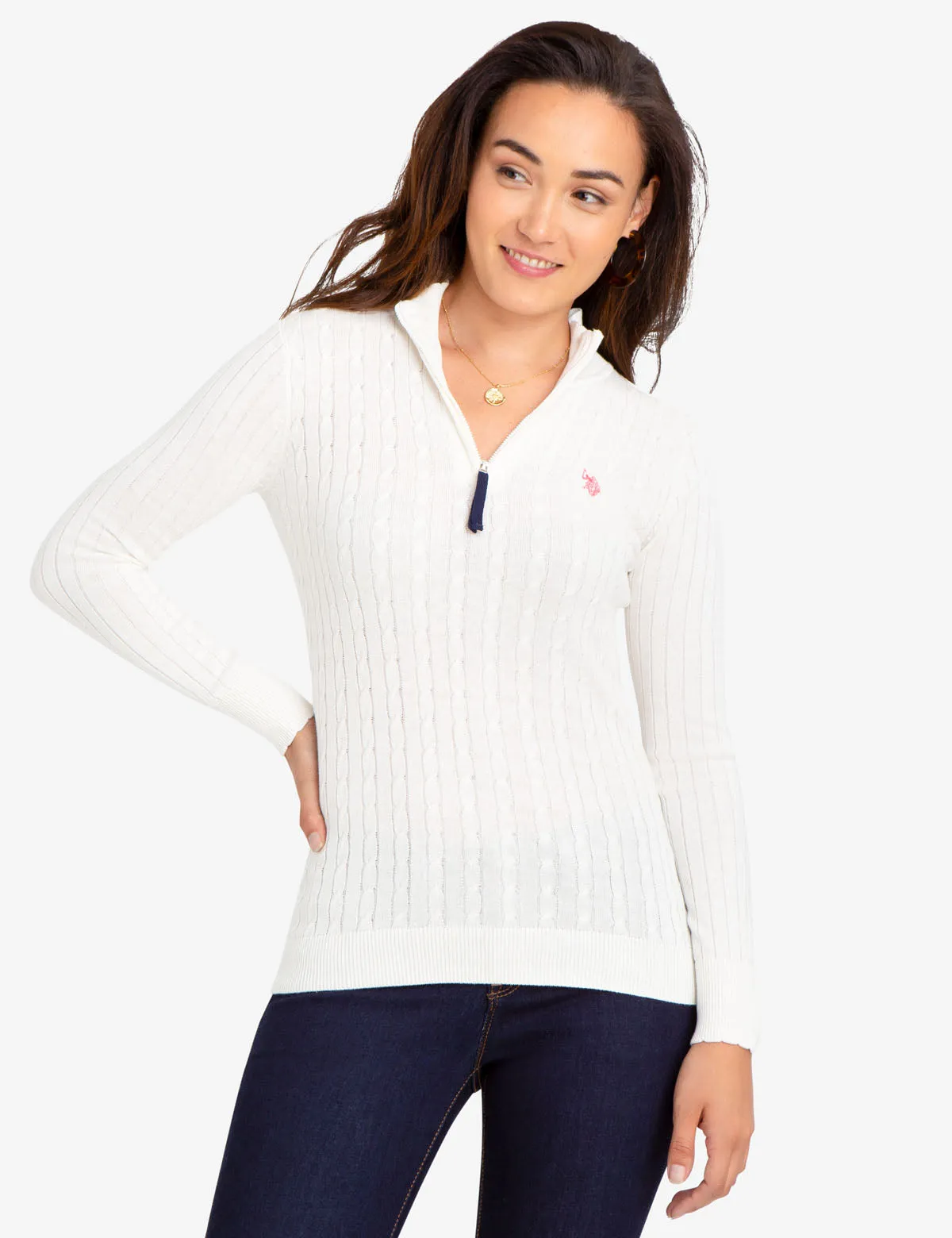 CABLE KNIT SWEATER WITH QUARTER ZIP sold by U.S. Polo Assn. product image thumbnail 5
