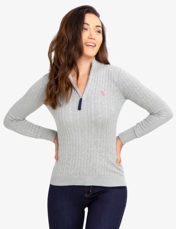 CABLE KNIT SWEATER WITH QUARTER ZIP sold by U.S. Polo Assn.
