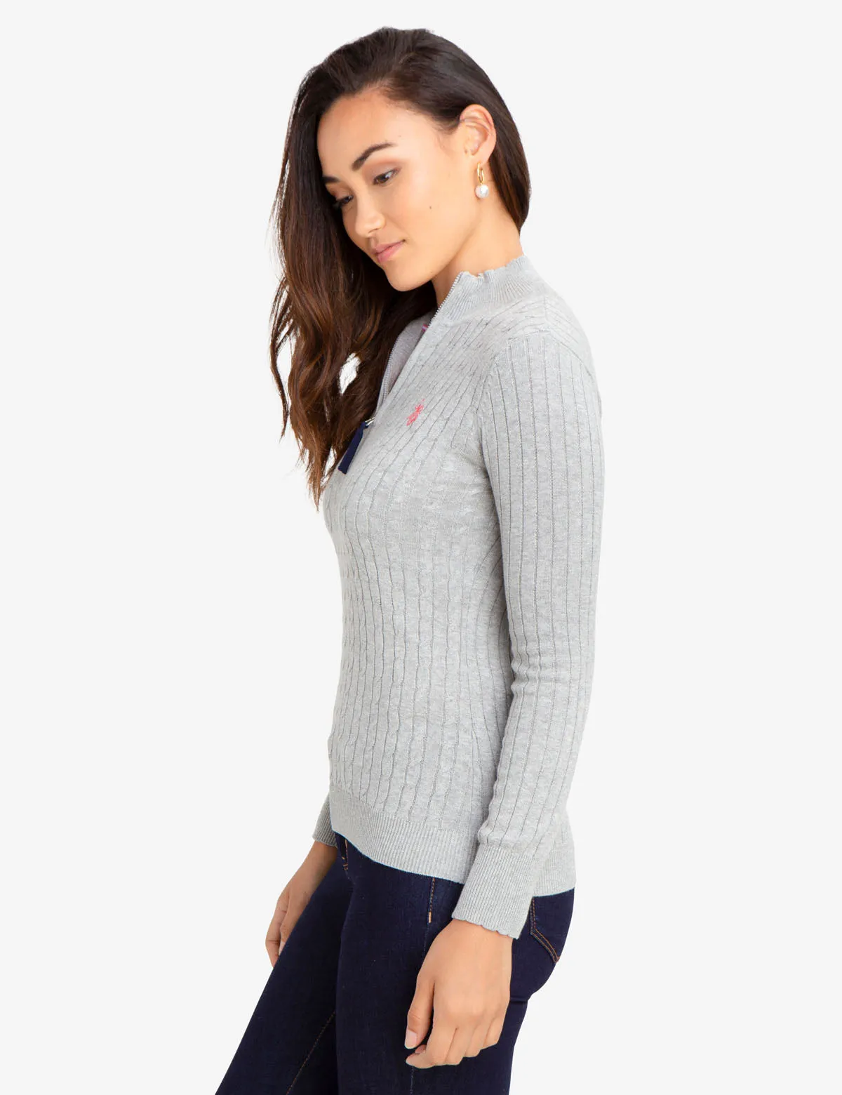CABLE KNIT SWEATER WITH QUARTER ZIP sold by U.S. Polo Assn. product image thumbnail 3