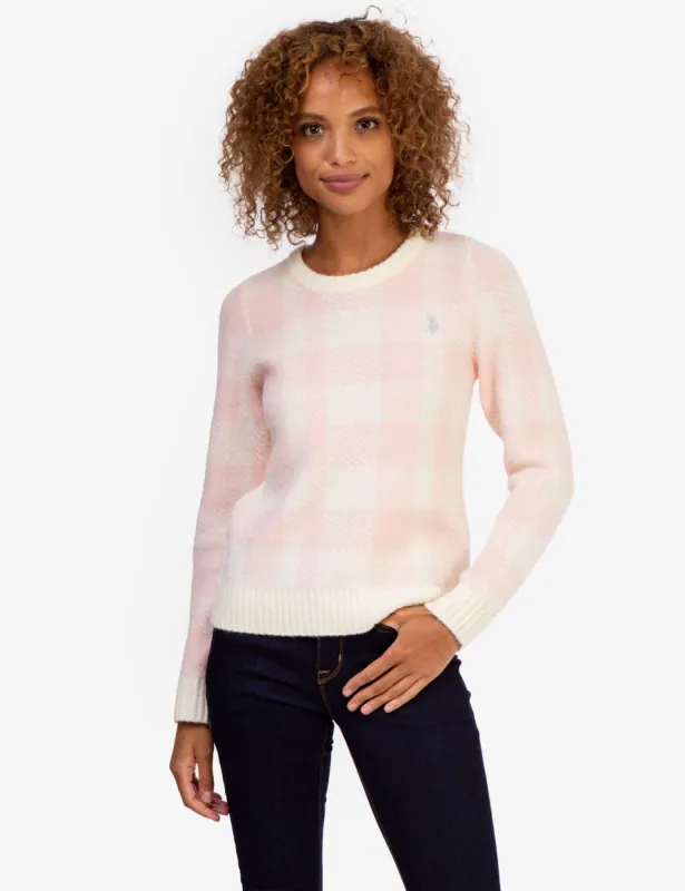 PLAID CREW NECK SWEATER made by U.S. Polo Assn.