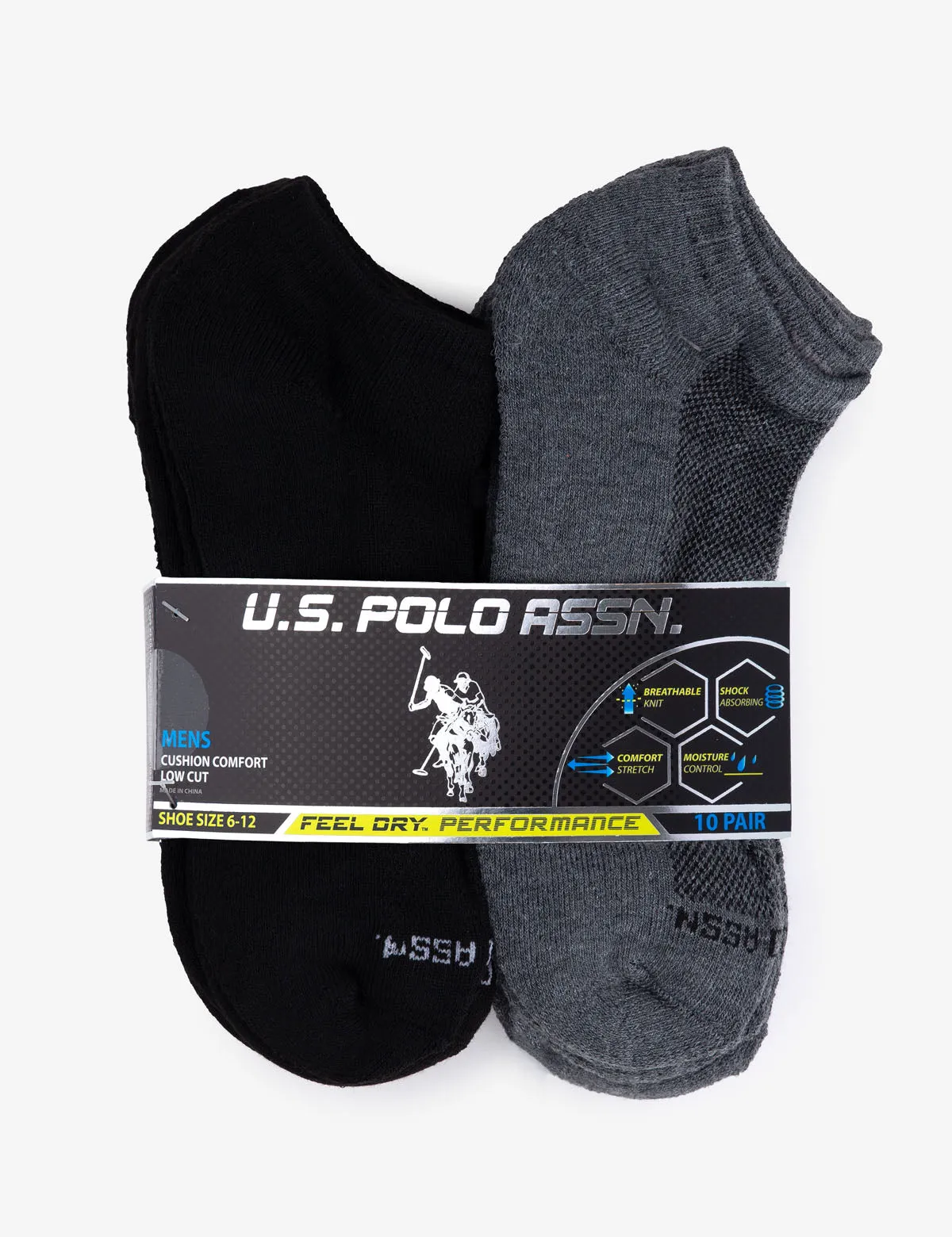 MENS 10 PACK PERFORMANCE LOW CUT SOCKS sold by U.S. Polo Assn. product image thumbnail 3