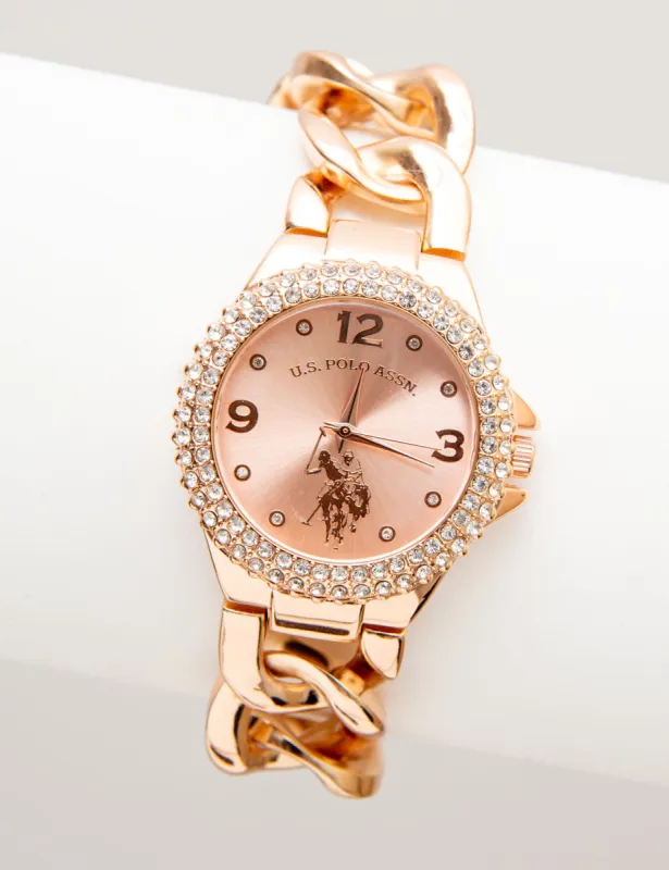 LADIES ROSE GOLD CHAIN LINK BRACELET WATCH sold by U.S. Polo Assn.
