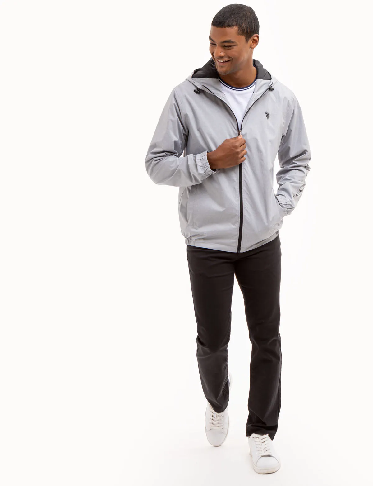 USPA HEATHERED HOODED WINDBREAKER sold by U.S. Polo Assn. product image thumbnail 3