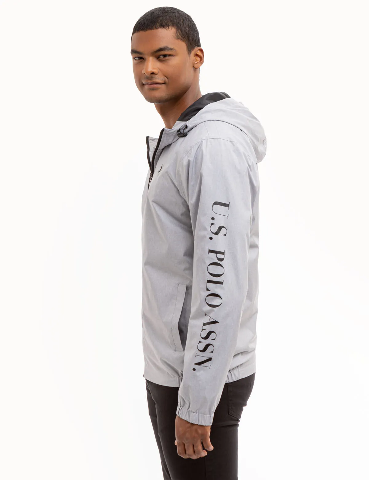 USPA HEATHERED HOODED WINDBREAKER sold by U.S. Polo Assn. product image thumbnail 2