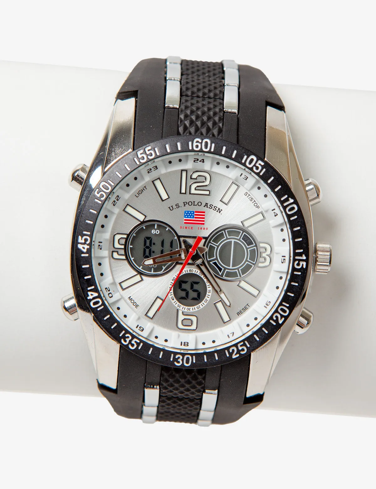 MEN'S BLACK AND SILVER ANA DIGI WATCH sold by U.S. Polo Assn.