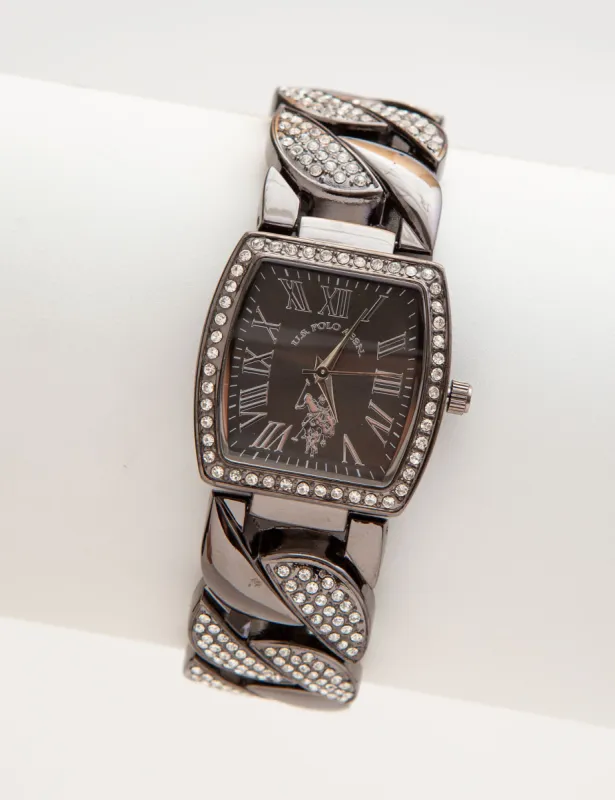LADIES SILVER GUN METAL CHAIN WATCH sold by U.S. Polo Assn.