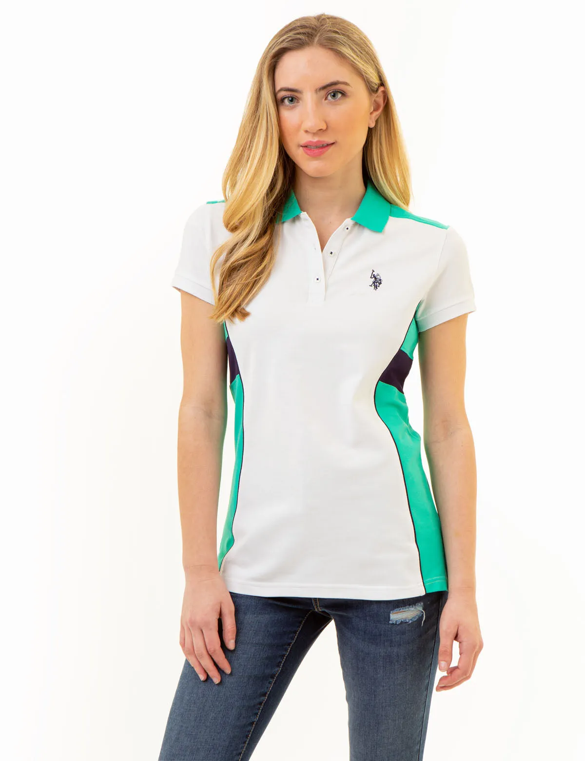 SIDESEAM PANEL COLORBLOCK POLO SHIRT sold by U.S. Polo Assn.