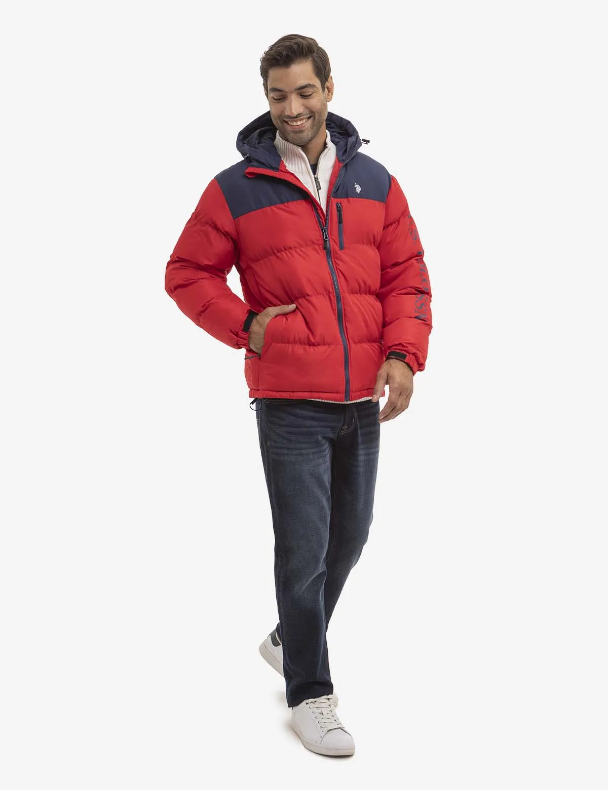 WORDMARK COLORBLOCK HOODED PUFFER JACKET sold by U.S. Polo Assn. product image thumbnail 2