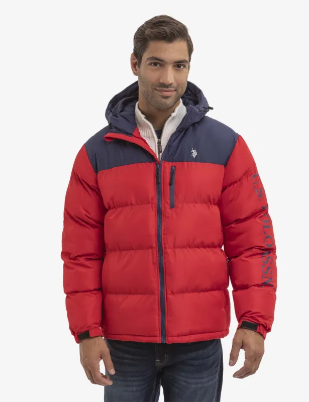 WORDMARK COLORBLOCK HOODED PUFFER JACKET sold by U.S. Polo Assn.