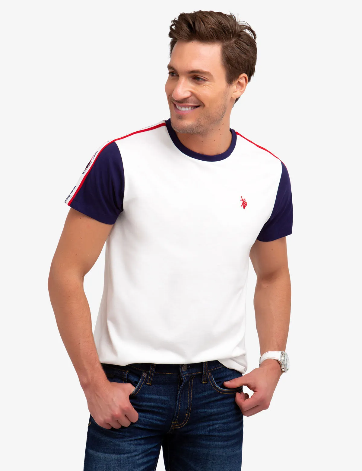 COLORBLOCK T-SHIRT WITH U.S. POLO ASSN. TAPING sold by U.S. Polo Assn. product image thumbnail 5