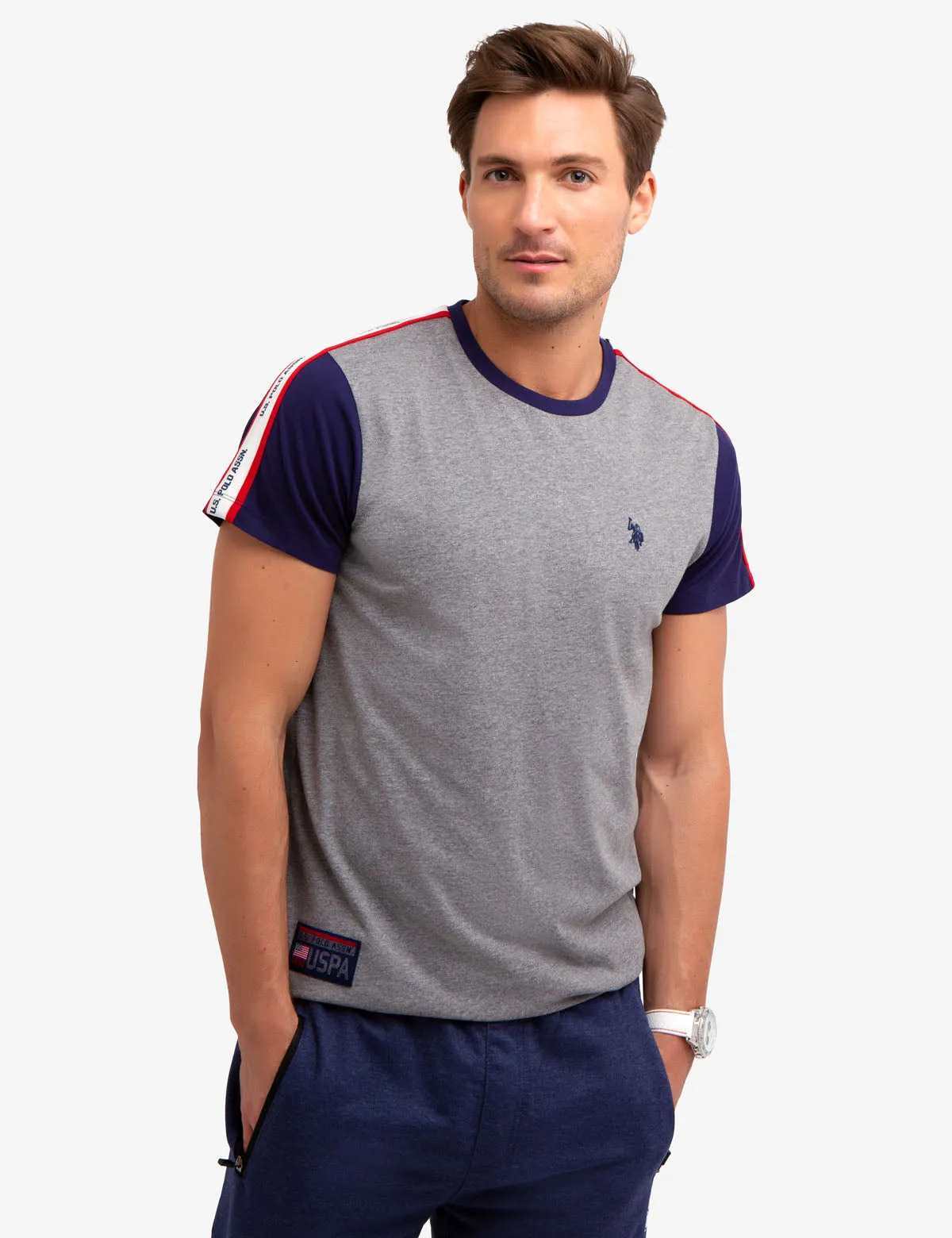 COLORBLOCK T-SHIRT WITH U.S. POLO ASSN. TAPING sold by U.S. Polo Assn.