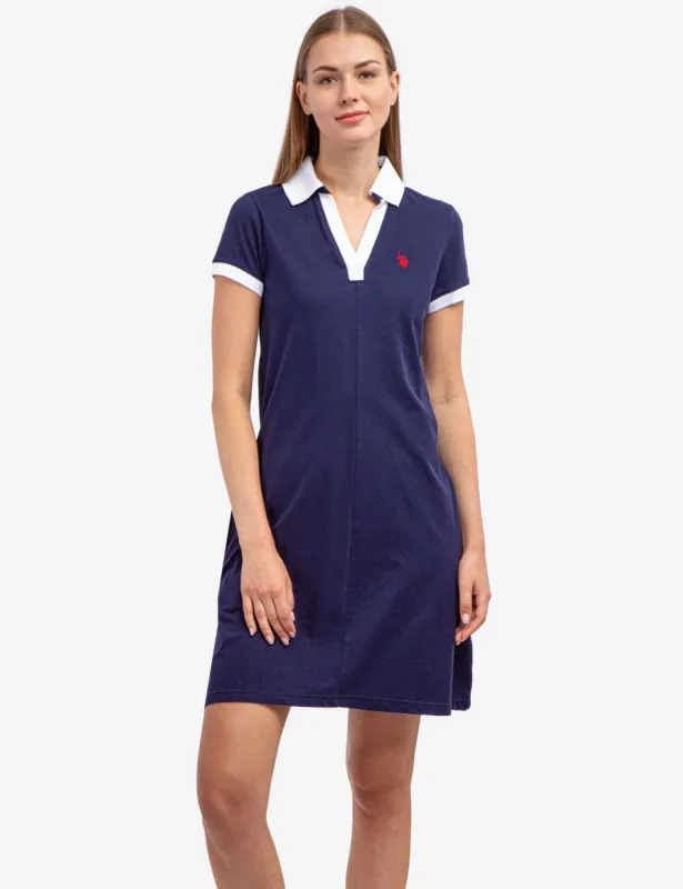 SHORT SLEEVE SPLIT NECK SWING DRESS sold by U.S. Polo Assn.