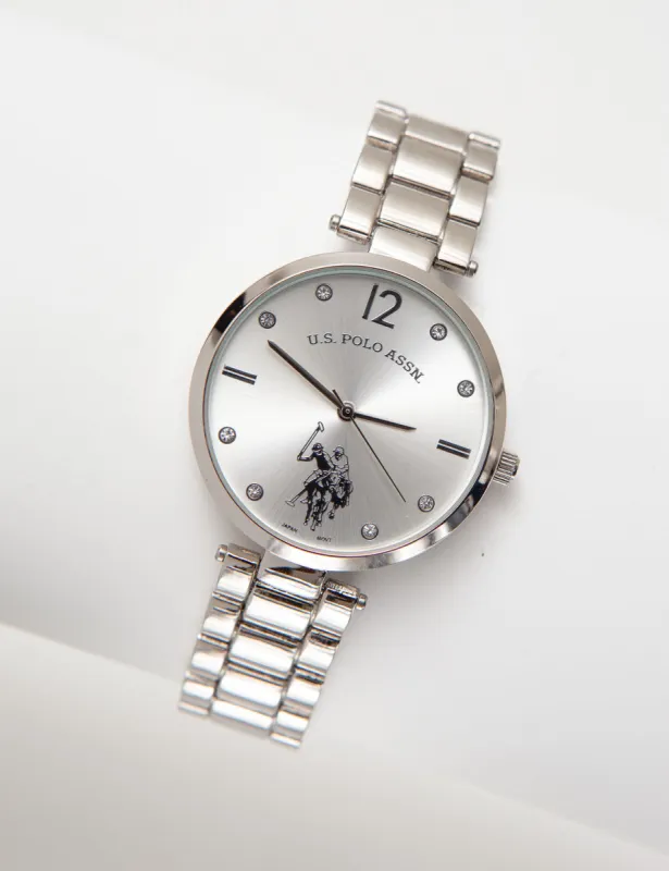 Ladies Silvertone Bracelet Watch with Silver Dial sold by U.S. Polo Assn.