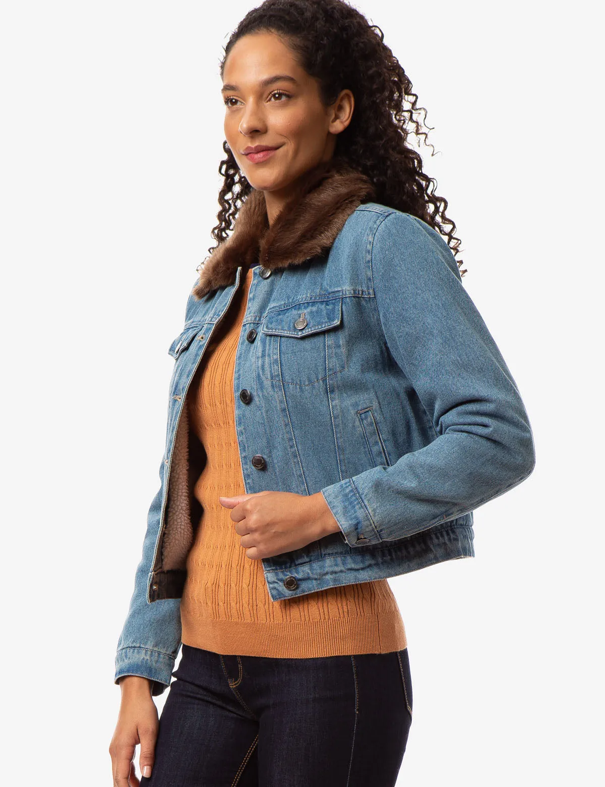 FAUX FUR COLLAR DENIM JACKET sold by U.S. Polo Assn. product image thumbnail 4