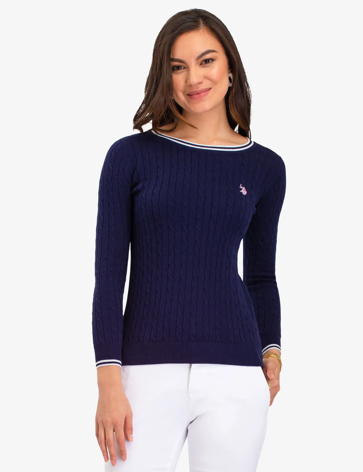TIPPED CABLE CREW NECK SWEATER sold by U.S. Polo Assn.
