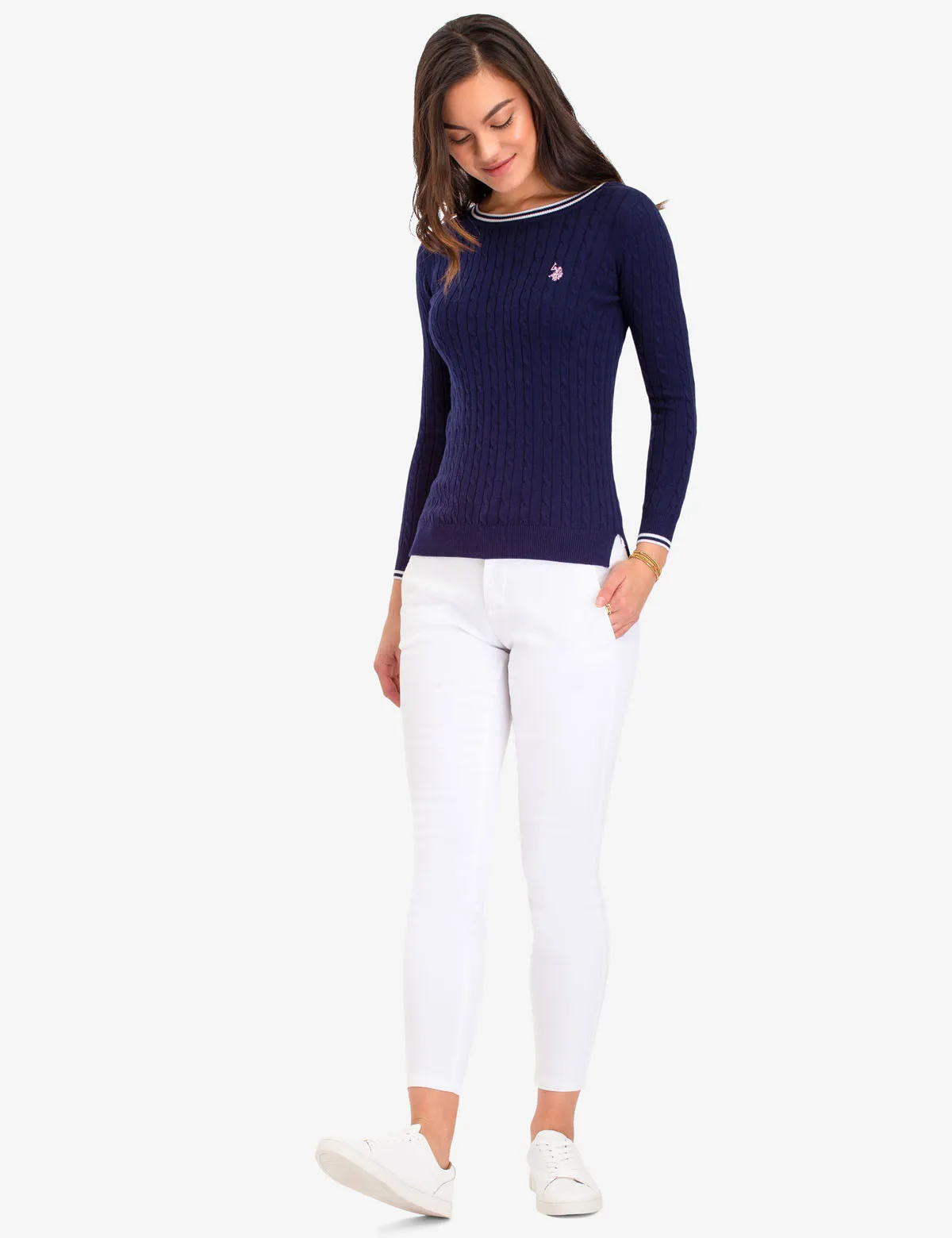 TIPPED CABLE CREW NECK SWEATER sold by U.S. Polo Assn. product image thumbnail 2