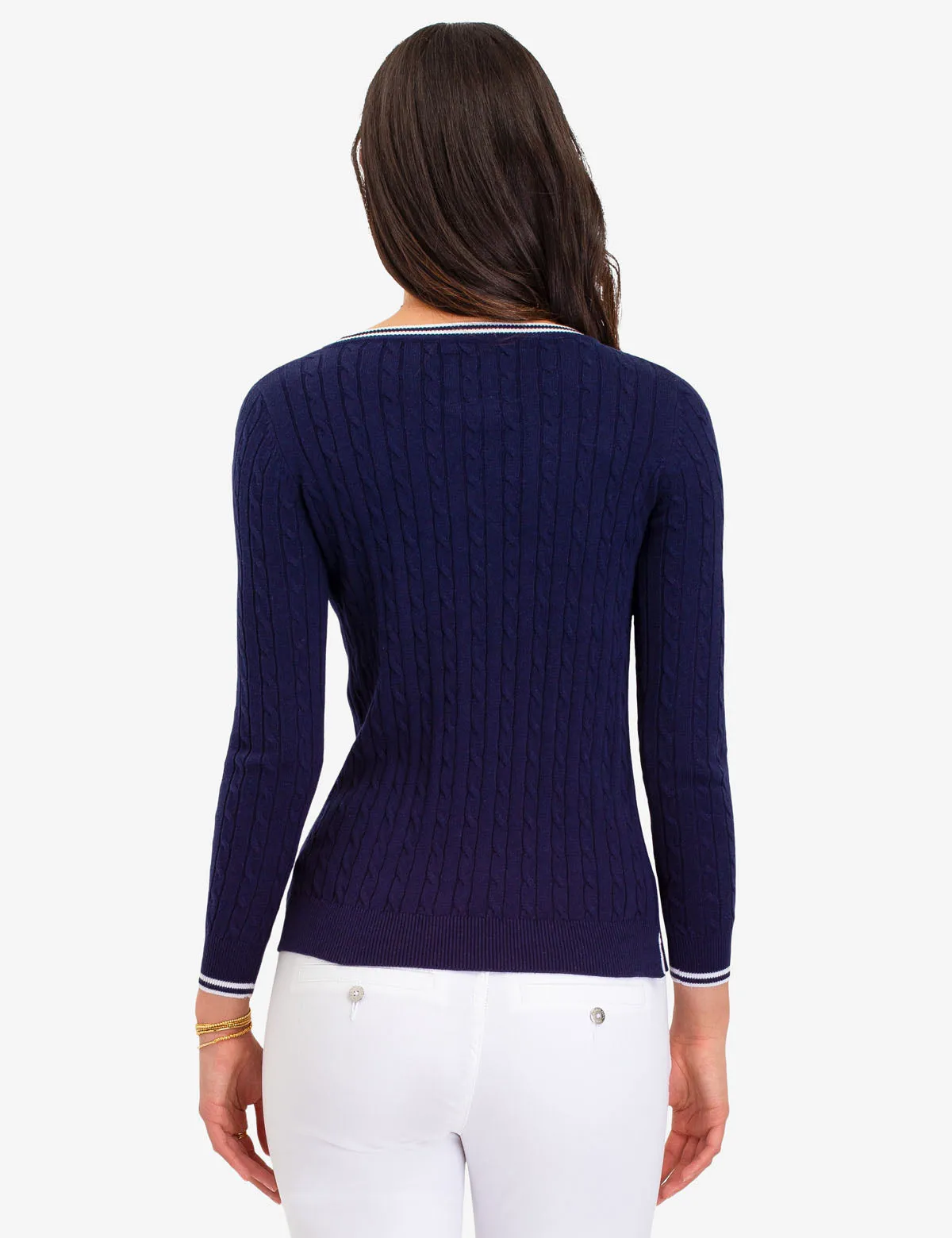 TIPPED CABLE CREW NECK SWEATER sold by U.S. Polo Assn. product image thumbnail 3