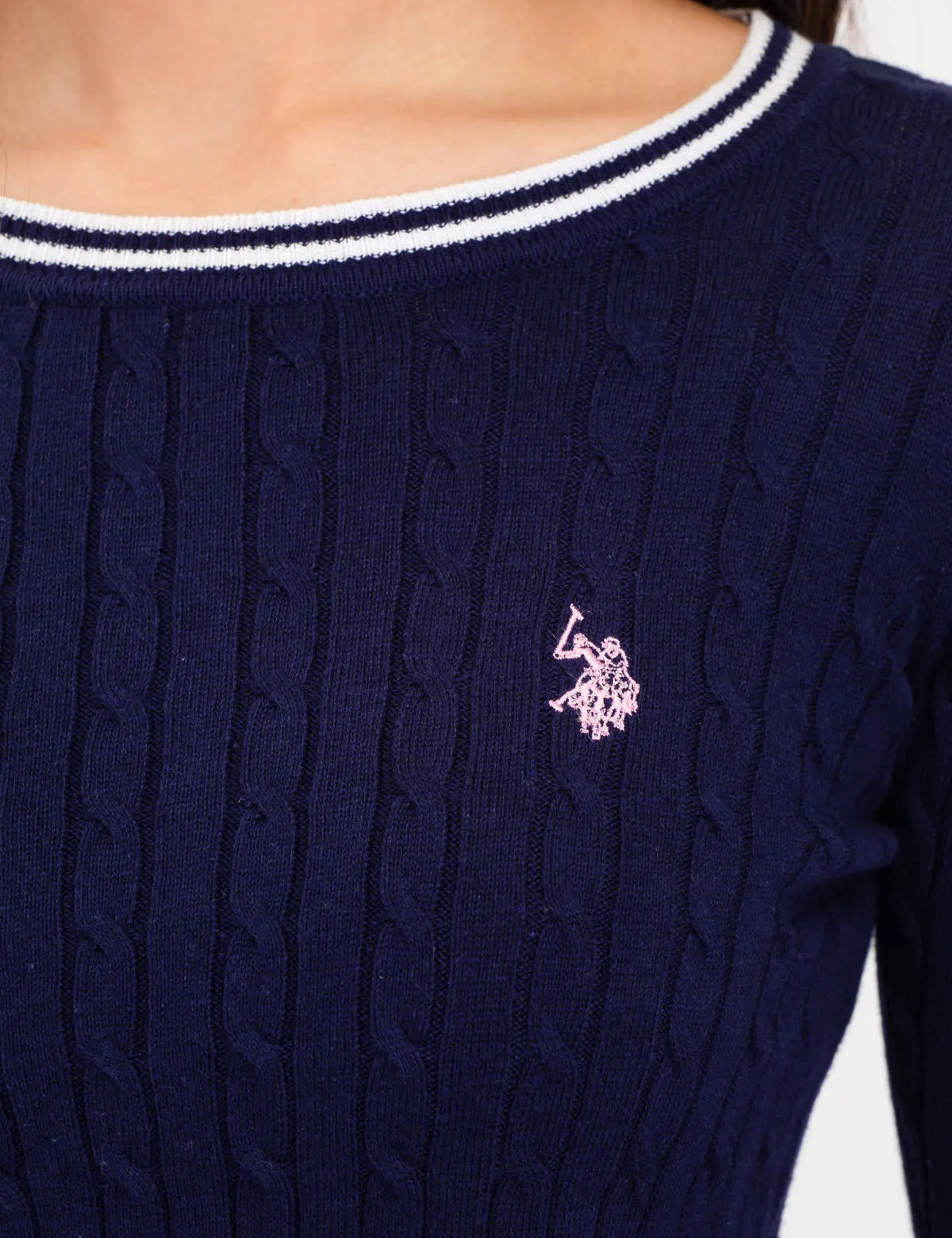 TIPPED CABLE CREW NECK SWEATER sold by U.S. Polo Assn. product image thumbnail 4