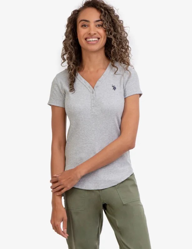 SHORT SLEEVE HEATHERED RIB HENLEY sold by U.S. Polo Assn.