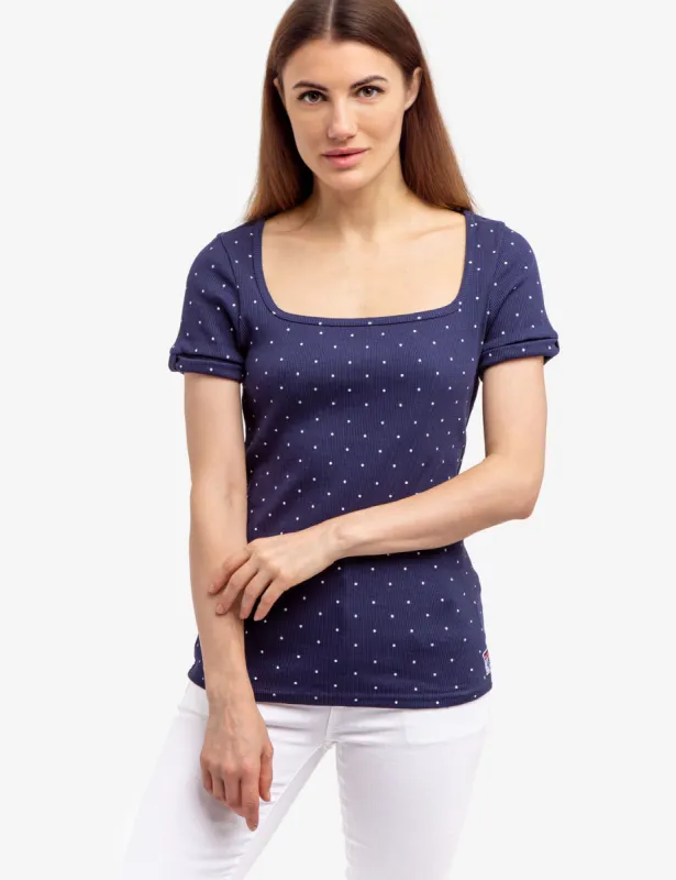 RIB SQUARE NECK DOT T-SHIRT sold by U.S. Polo Assn.