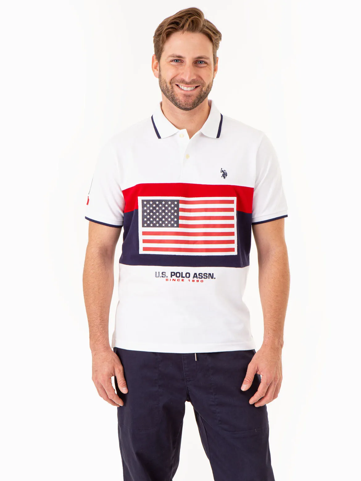 PRINTED FLAG COLORBLOCK PIQUE POLO SHIRT sold by U.S. Polo Assn. product image thumbnail 5