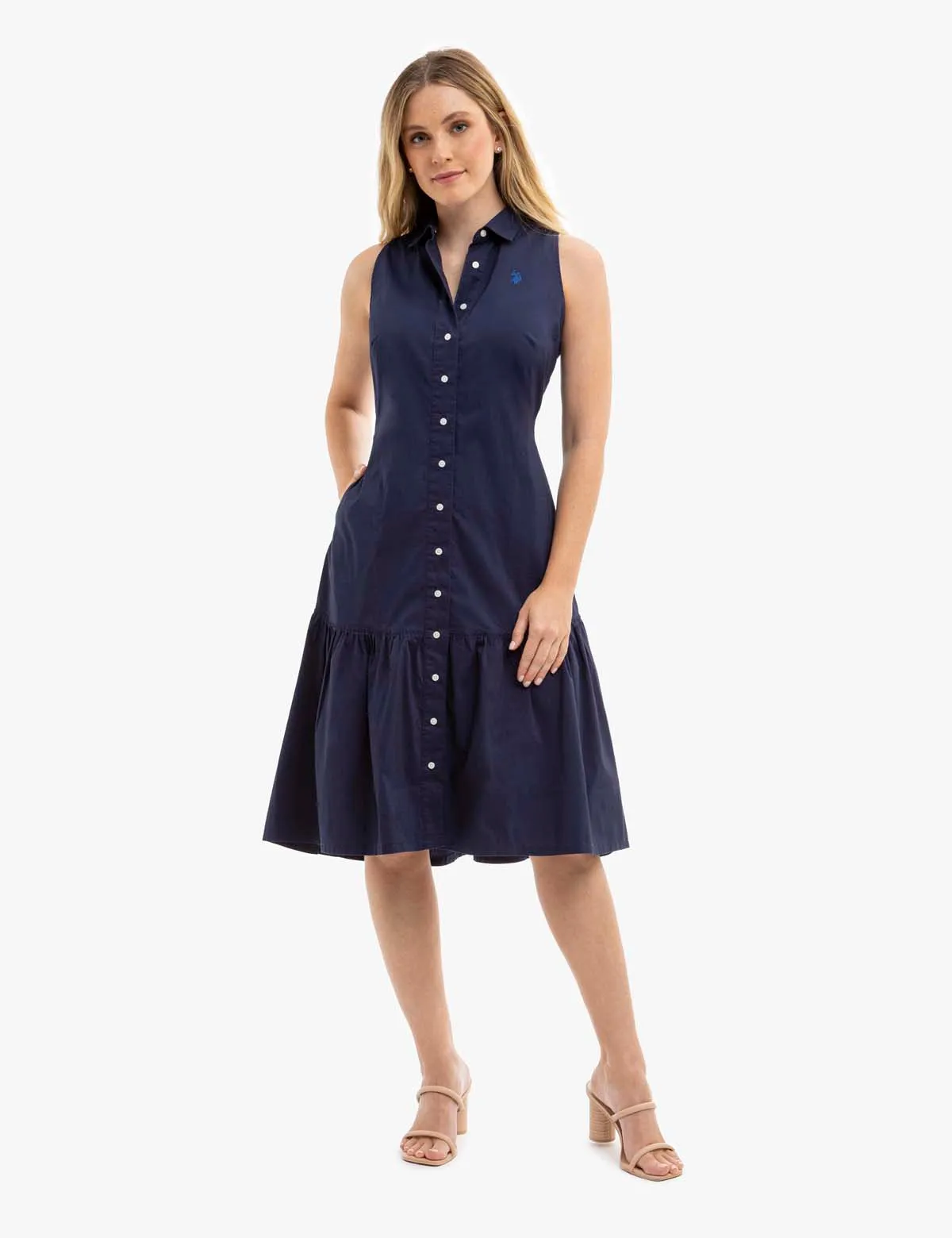 SLEEVELESS TIERED POPLIN DRESS sold by U.S. Polo Assn. product image thumbnail 2
