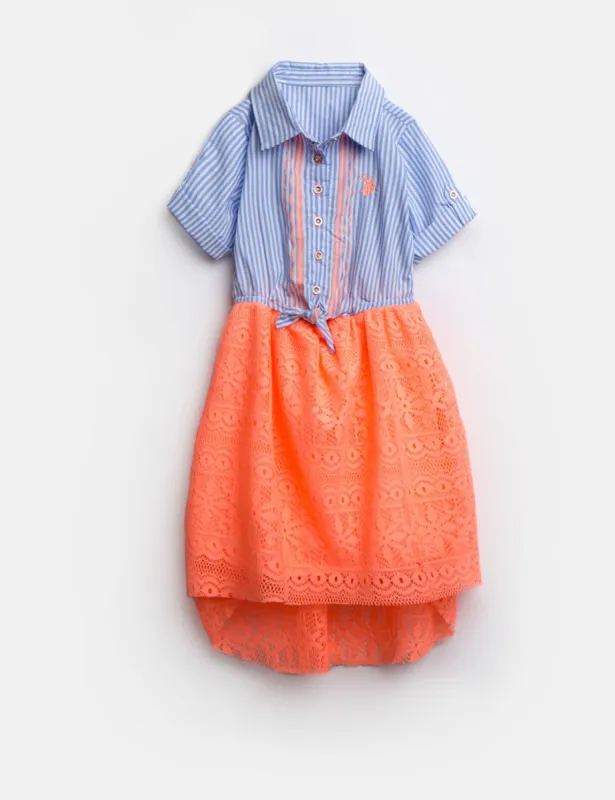 GIRLS DRESS WITH STRIPES AND LACE sold by U.S. Polo Assn.